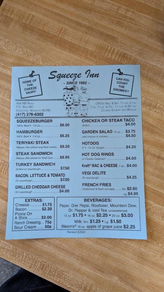 Squeeze Inn Menu image 2
