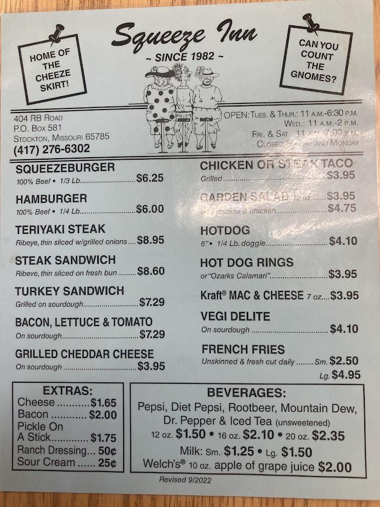 Squeeze Inn Menu image 3